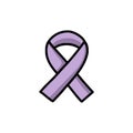 Testicular cancer awareness ribbon doodle icon, vector color line illustration