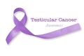 Testicular Cancer orchid color ribbon awareness isolated on white background clipping path