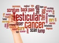 Testicular cancer word cloud and hand with marker concept