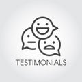 Testimonial line icon. Symbols for communication on websites, forums, games, instant messengers and other platforms