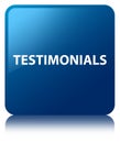 Testimonials blue square button