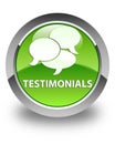 Testimonials (comments icon) glossy green round button Royalty Free Stock Photo