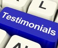 Testimonials Computer Key Showing Recommendations And Tributes O Royalty Free Stock Photo
