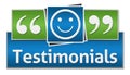 Testimonials Green Blue Squares