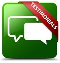 Testimonials green square button