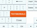 Testimonials orange keyboard button Royalty Free Stock Photo