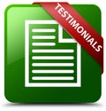 Testimonials page icon green square button Royalty Free Stock Photo