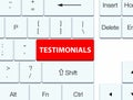 Testimonials red keyboard button Royalty Free Stock Photo