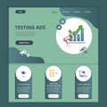 Testing ads flat landing page website template. Eye-tracking, emotion understanding, pupillometry. Web banner with Royalty Free Stock Photo