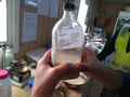 Testing aggregates on organic impurities, glass bottle