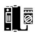 testing battery glyph icon vector illustration