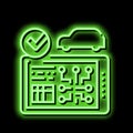 testing computer electronic system car neon glow icon illustration