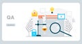 Testing concept vector for landing page. Tester for website and checks code. Software engineer or QA working in digital Royalty Free Stock Photo