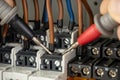 Testing electrical connections with probes in a terminal block