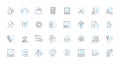 Testing and experimentation linear icons set. Analysis, Simulation, Verification, Prototype, Validation, Hypothesis Royalty Free Stock Photo