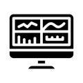 Testing graphs on computer screen glyph icon vector illustration Royalty Free Stock Photo