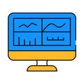 testing graphs on computer screen icon color illustration Royalty Free Stock Photo