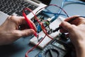 Testing of microcontroller close-up Royalty Free Stock Photo
