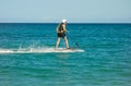 Testing a motorized surfboard in the caribbean Royalty Free Stock Photo