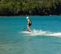 Testing a motorized surfboard in the caribbean Royalty Free Stock Photo