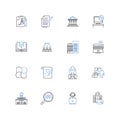 Testing line icons collection. Verification, Validation, Debugging, Integration, Regression, Acceptance, Automation