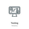 Testing outline vector icon. Thin line black testing icon, flat vector simple element illustration from editable marketing concept