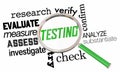 Testing Research Evaluation Magnifying Glass Analysis Words 3d Illustration Royalty Free Stock Photo