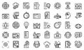 Testing software icons set, outline style Royalty Free Stock Photo