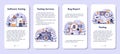 Testing software mobile application banner set. Application or website