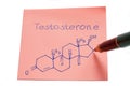 Testosterone chemical structure formula written on remember note