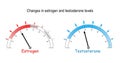 Testosterone and estrogen hormones level