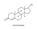 Testosterone icon. Chemical molecular structure. Steroid sex hormone sign isolated on white background. Vector graphic Royalty Free Stock Photo