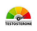 Testosterone level metering. Testosterone hormone speedometer, indicators. Royalty Free Stock Photo