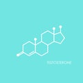 Testosterone molecula structure. line icon isolated on blue background