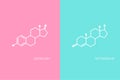 Testosterone and Oestrogen molecula structure. Blue and pink line icon isolated on white background Royalty Free Stock Photo