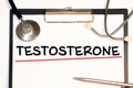 Testosterone. Treatment and prevention of disease. Syringe and vaccine. Medical concept. Selective focus