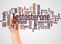 Testosterone word cloud and hand with marker concept