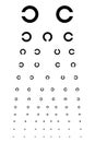 Tests for visual acuity. Diagram Snellen, C, Golovin-Sivtsev`s table