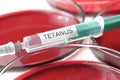 Tetanus vaccination laboratory and petrischalen Royalty Free Stock Photo