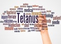 Tetanus word cloud and hand with marker concept Royalty Free Stock Photo