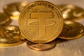 Tether coin concept used as a way of trading in Bitcoin and other alt coins with one dollar coin Royalty Free Stock Photo