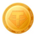 Tether coin isolated on white background; Tether USDT cryptocurrency Royalty Free Stock Photo