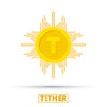 Tether concept. Cryptocurrency logo sigh. Digital money. Block chain, finance symbol. Flat style vector illustration