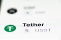Tether is a controversial cryptocurrency with tokens issued by Tether Limited. It formerly falsely claimed that each token was Royalty Free Stock Photo