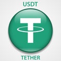 Tether cryptocurrency blockchain icon. Virtual electronic, internet money or cryptocoin symbol, logo