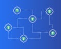 Tether cryptocurrency on blue background style