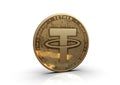 Tether. Cryptocurrency Golden coins.3D illustration