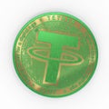 Tether. Cryptocurrency Golden coins.