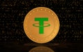 Tether cryptocurrency symbol golden coin illustration