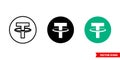 Tether icon of 3 types color, black and white, outline. Isolated vector sign symbol.